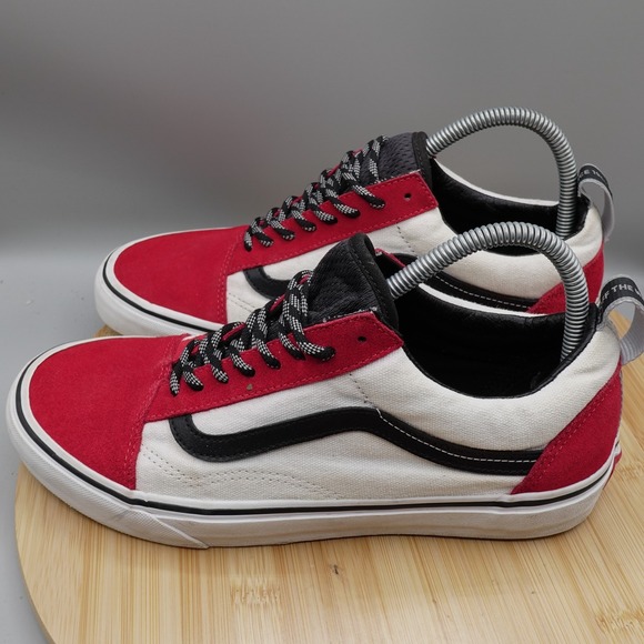 Vans Shoes Mens Size 9 Red White Colorblock Old Skool OTW Webbing Low Top Flaws - Picture 1 of 11